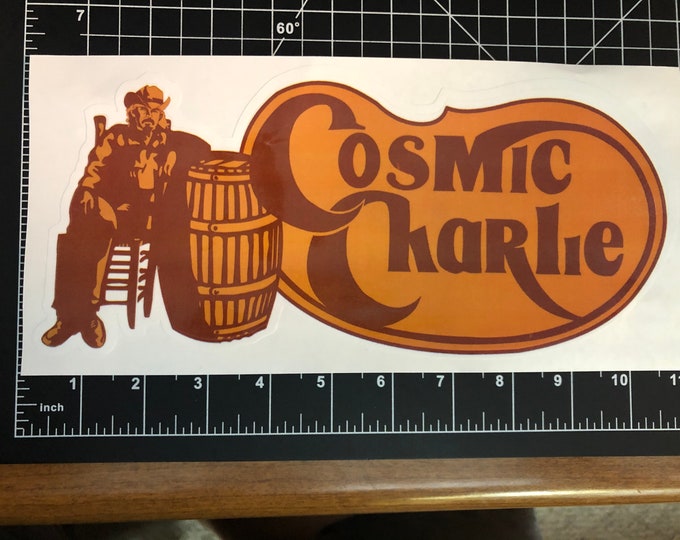 Cosmic Charlie Die Cut sticker 10" x 5" inspired Live Grateful Original Dead image.