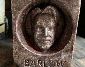 John Perry Barlow Book end sculpture cast stone