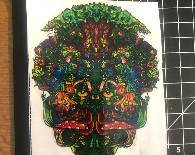 Mushroom Eyes sticker Die Cut Earth Kind Designs TM inspired Live Grateful Original Dead image.