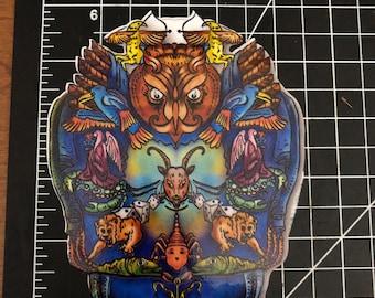 Owls rule the universe genie sticker Die Cut Earth Kind Designs TM inspired Live Grateful Original Dead image.