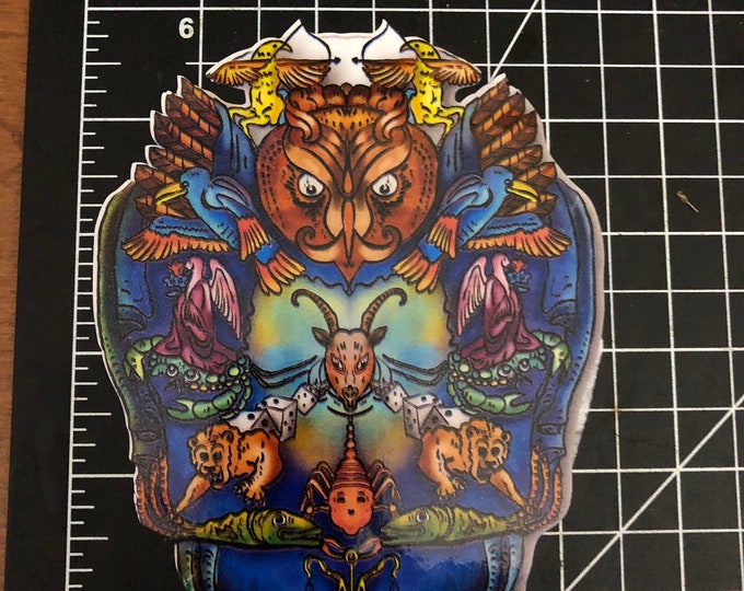 Owls rule the universe genie sticker Die Cut Earth Kind Designs TM inspired Live Grateful Original Dead image.