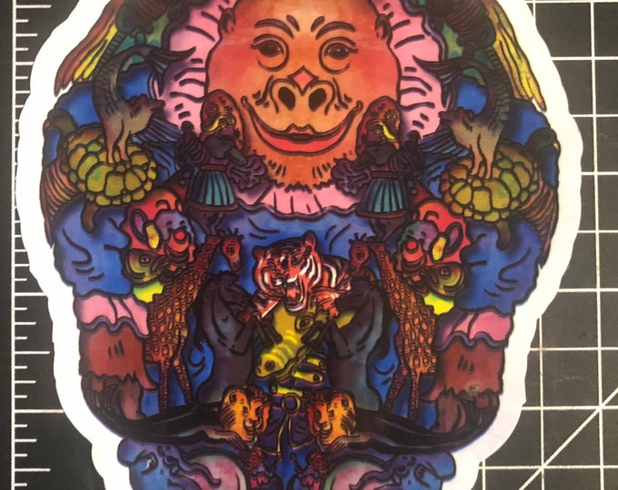 Circus is in Town sticker Die Cut Earth Kind Designs TM inspired Live Grateful Original Dead image.
