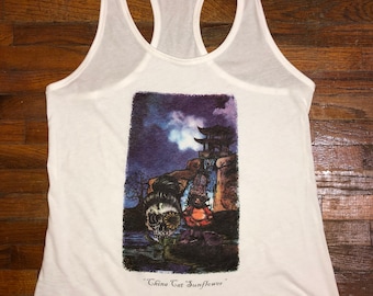 China Cat Sunflower LiveGrateful.net Original Womens Racerback Tank
