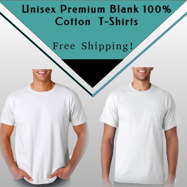 Blank White Crew Neck T-Shirt, 100% Cotton Comfy Tee, Unisex Plain Shirt, Casual Tee, Casual Essential Wear, Everyday Wear