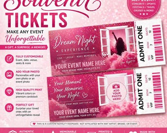 Physical Custom Concert Ticket – Personalized Printed Event Souvenir – Laminated Ticket Keepsake – Surprise Gift for Birthday, Anniversary