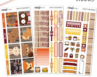 Furry Friendsgiving | Print Pression Weeks Planner | Printable Weekly Sticker Kit