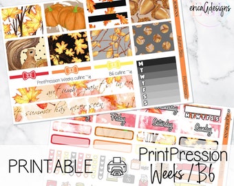 Autumn Bliss | Print Pression Weeks and B6 Planner | Printable Weekly Sticker Kit