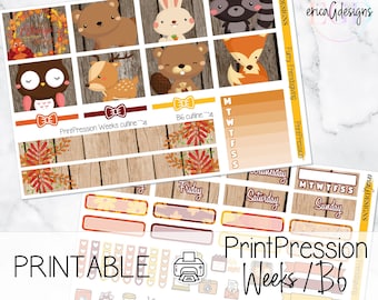 Furry Friendsgiving | Print Pression Weeks and B6 Planner | Printable Weekly Sticker Kit