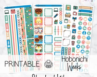 Animal Friends | Hobonichi Weeks | Printable Weekly Sticker Kit