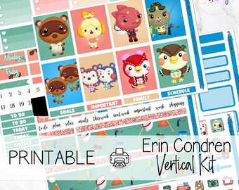 Animal Friends | Erin Condren Vertical | Printable Weekly Sticker Kit