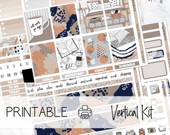 Stay at Home | Vertical Planner | Printable Weekly Sticker Kit