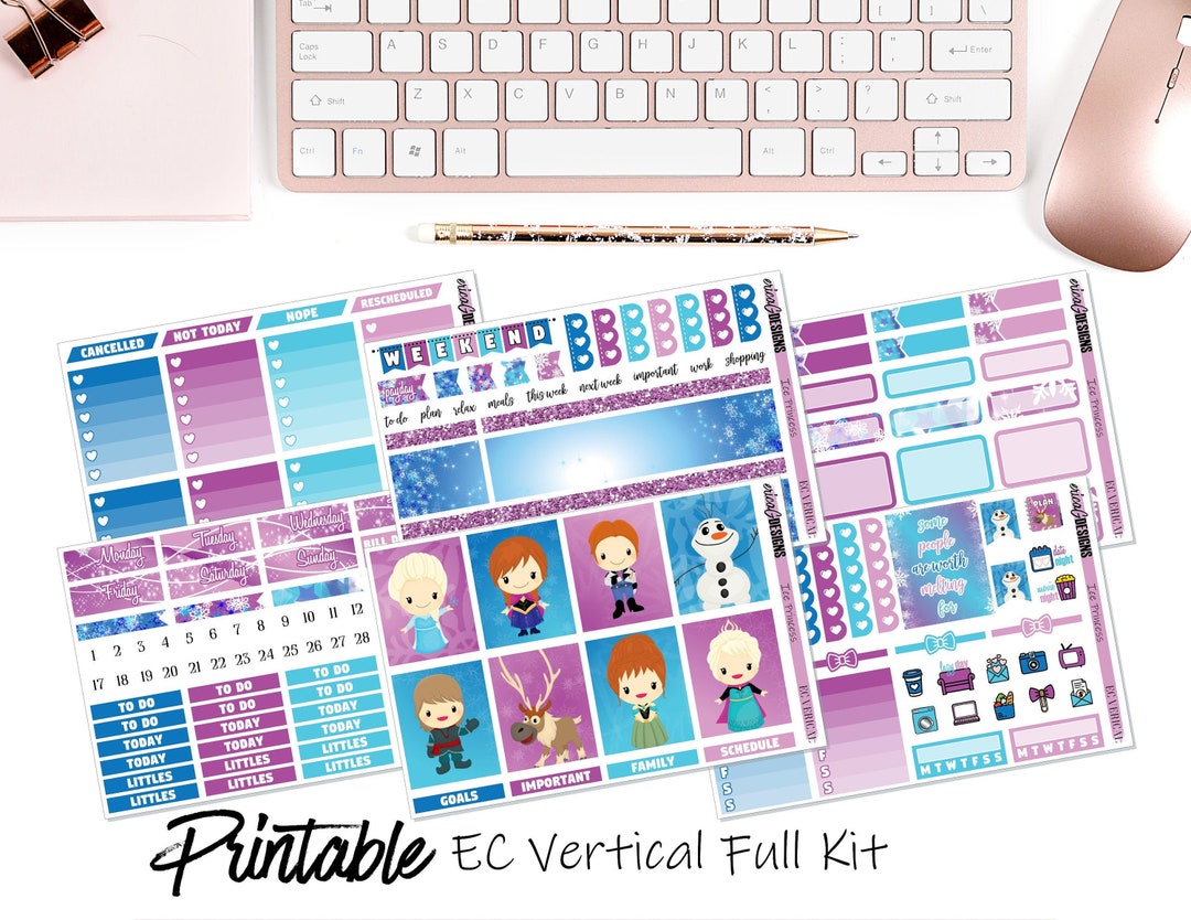 Ice Princess | Erin Condren Verical Planner | Printable Weekly Sticker ...