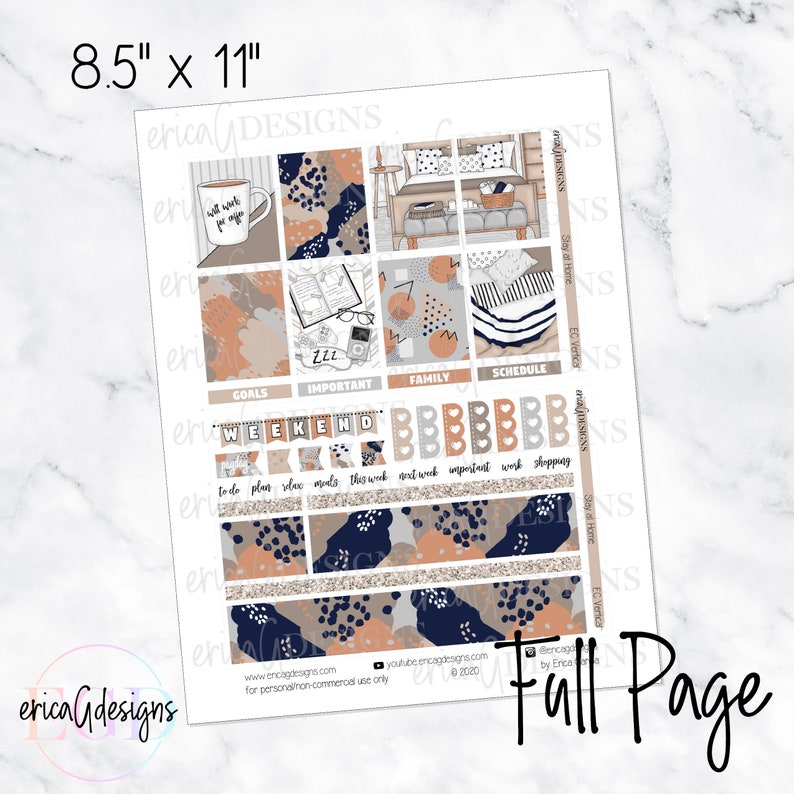 Stay at Home | Vertical Planner | Printable Weekly Sticker Kit - Etsy