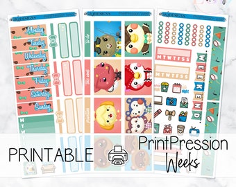 Animal Friends | Print Pression Weeks Planner | Printable Weekly Sticker Kit