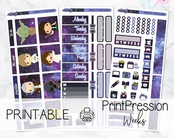 Galaxy Far, Far Away | Print Pression Weeks Planner | Printable Weekly Sticker Kit