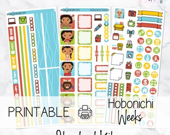 Polynesian Princess | Hobonichi Weeks - STANDARD KIT ONLY | Printable Weekly Sticker Kit