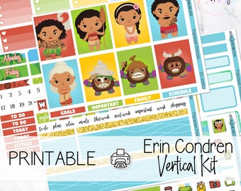 Polynesian Princess | Erin Condren Vertical | Printable Weekly Sticker Kit