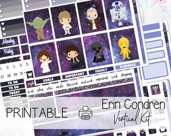 Galaxy Far, Far Away | Erin Condren Vertical | Printable Weekly Sticker Kit