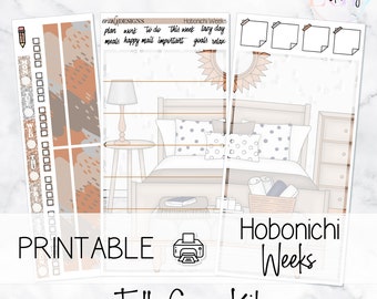 Stay at Home | Hobonichi Weeks - FULL PAGE Add-on | Printable Weekly Sticker Kit