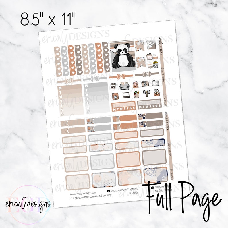 Stay at Home | Vertical Planner | Printable Weekly Sticker Kit - Etsy
