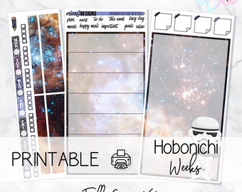 Galaxy Far, Far Away | Hobonichi Weeks - FULL PAGE Add-on | Printable Weekly Sticker Kit