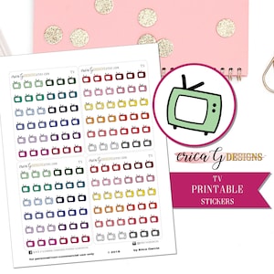 TV | Icon/Functional Multicolor | Printable Stickers