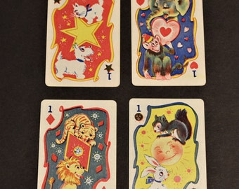 Vintage Russell Card Game Cards: Animal Ephemera for Junk Journals