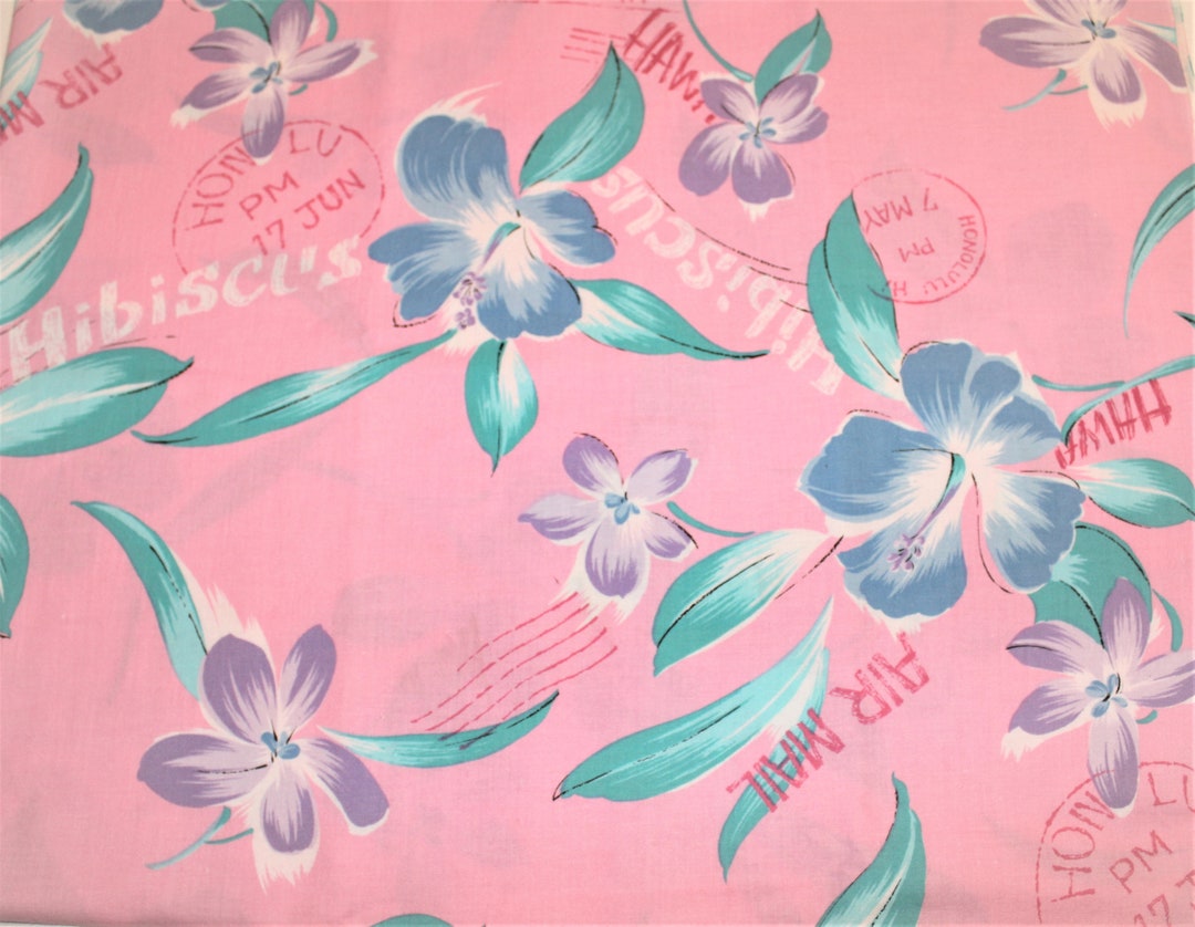 Pink Hawaiian Cotton Fabric, 1.9 Yards X 42