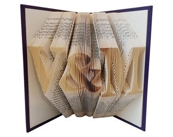 First Anniversary Gift, Custom Initials Folded Book Art, Wedding Decor Centerpiece, Boyfriend and Girlfriend