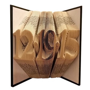 Paper First Anniversary Gift for Him Her, Wedding Date Folded Book Art, Unique Handmade Origami Book Sculpture image 4