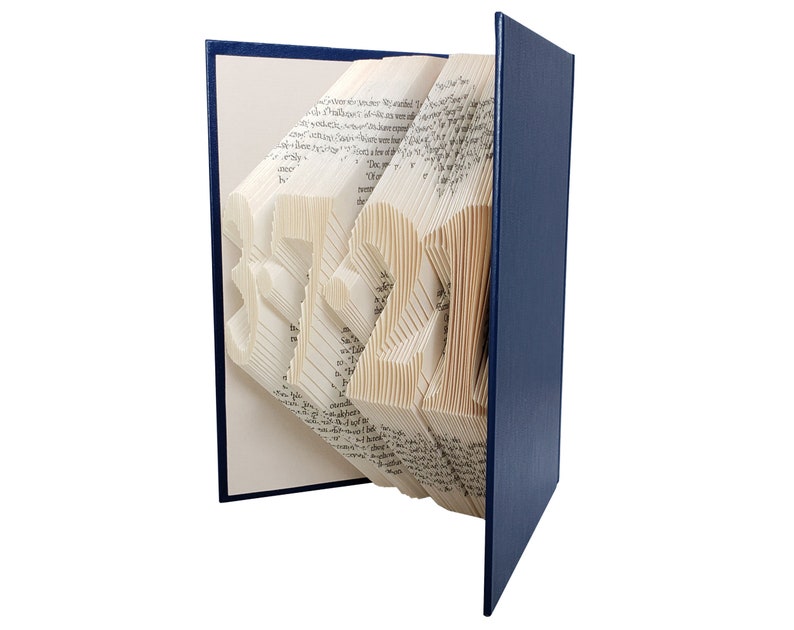 Puede incluir: Un libro azul con los n&uacute;meros 3721 doblados en las p&aacute;ginas. El libro est&aacute; abierto y las p&aacute;ginas est&aacute;n dobladas para crear los n&uacute;meros.