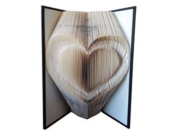 Double Heart Folded Book Art Sculpture, Wedding and Anniversary Gifts for Him or Her, Wedding Luncheon Decorations