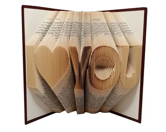 Anniversary Gift - Boyfriend Gift - Girlfriend Gift  - I Love You - Folded Book Art - Unique Gift - Book Sculpture - Lovers