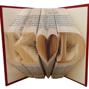 First Anniversary Gift - Paper Anniversary Gift - 1st Anniversary Gift - Folded Book Art - Initials Book Sculpture - Personalized Gift