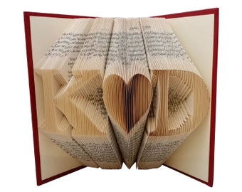 First Anniversary Gift - Paper Anniversary Gift - 1st Anniversary Gift - Folded Book Art - Initials Book Sculpture - Personalized Gift