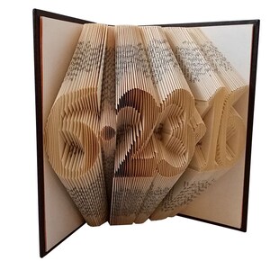 Paper First Anniversary Gift for Him Her, Wedding Date Folded Book Art, Unique Handmade Origami Book Sculpture image 3