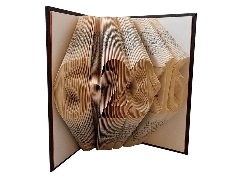 Paper First Anniversary Gift for Him Her, Wedding Date Folded Book Art, Unique Handmade Origami Book Sculpture image 3