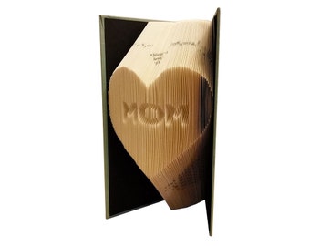 Folded Book Sculpture – Heart & "MOM" Design, Mother's Day Gift