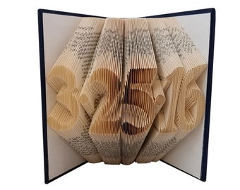Paper First Anniversary Gift for Him Her, Wedding Date Folded Book Art, Unique Handmade Origami Book Sculpture