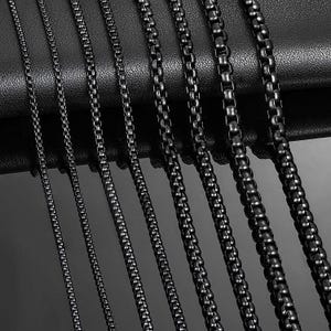 Zwarte roestvrijstalen ketting voor mannen en vrouwen, Rolo zwarte stalen ketting voor hanger, 1,6 - 5 mm breed / 14-30 inch lang