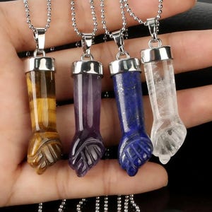 Figa Hand charm Pendant amethyst Tiger Eye aventurine Lapis Lazuli Rose Quartz Quartz Crystal green Pendant Protection stone Fist Amulet