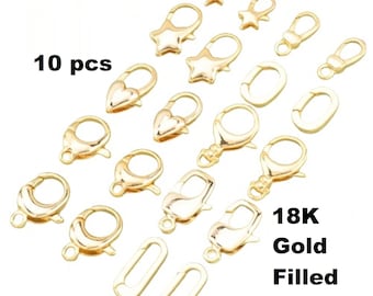 Carabiner Swivel Lobster Clasp in Bulk 18K Gold Filled, Carabiner Keychain for Jewelry Accessories Making, Lead & Nickel Free, Clasp Finding