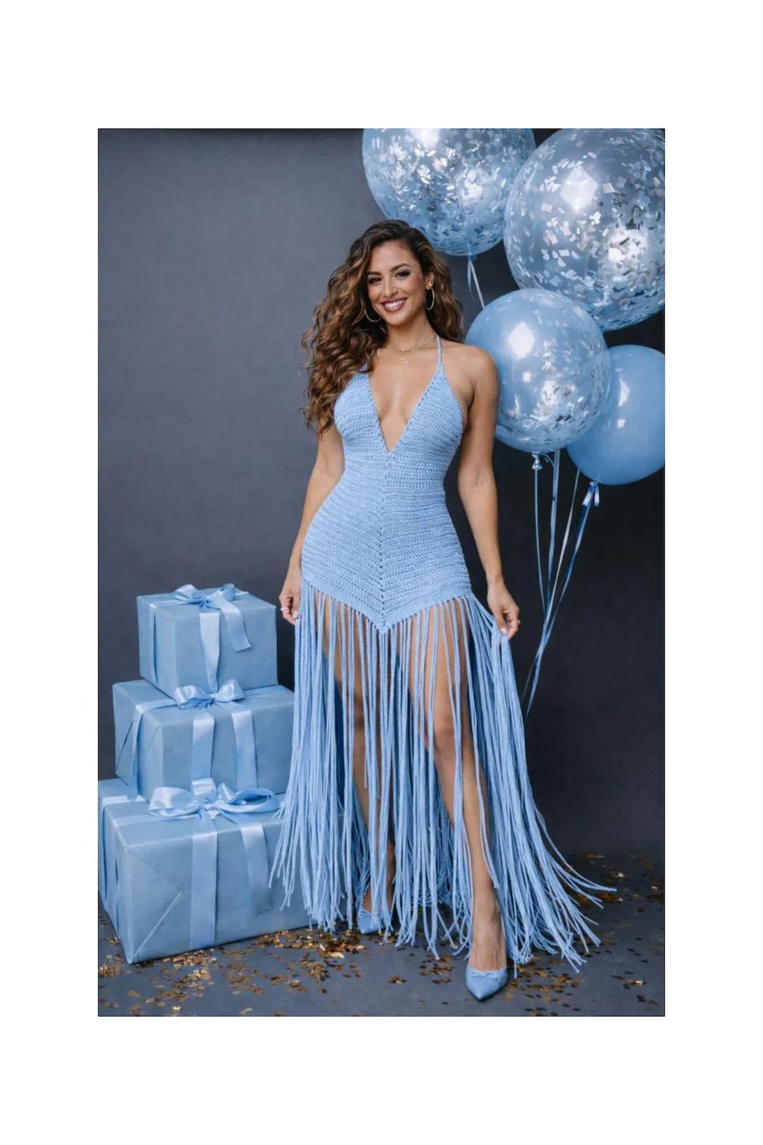 crochet fringe dress A-Line Midi Height 58 Crochet Fringe Sleeveless Cover-Up Dress