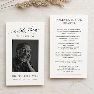Personalized Memorial Prayer Cards: Celebration of Life, Funeral Remembrance