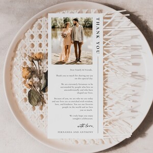 Custom Wedding Table Thank You Note: Personalized Place Setting (Printed or PDF)
