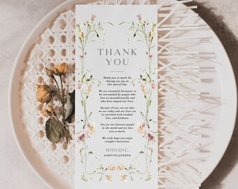 Gardenia Floral Wedding Thank You Card: Printed Place Setting