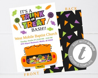 trunk or treat flyer etsy trunk or treat flyer templates