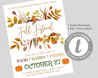 fall festival poster etsy