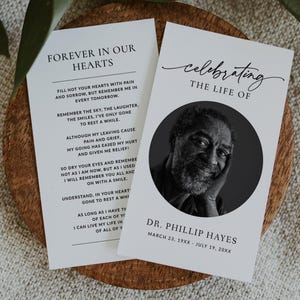 Personalized Memorial Prayer Cards: Celebration of Life, Funeral Remembrance