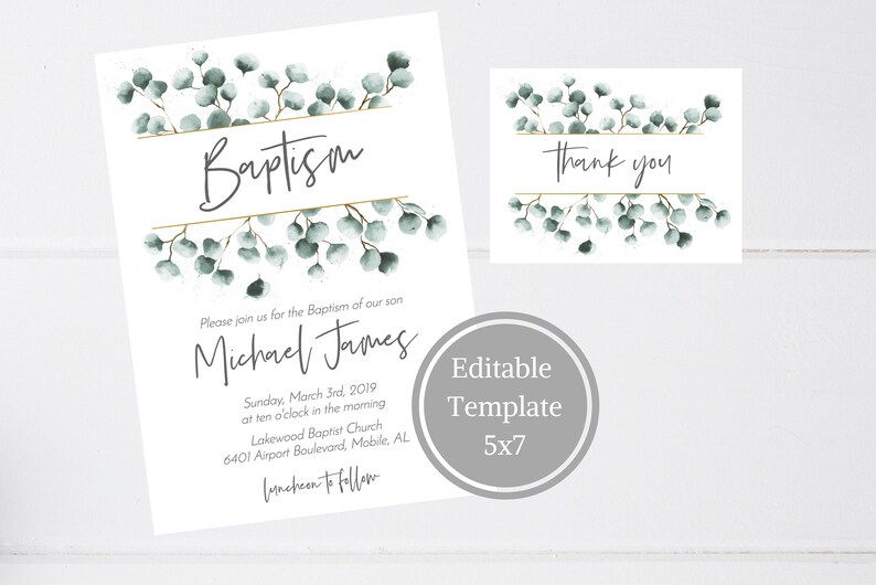 Baptism Invitation Boy Instant Download Baptism Invitation Etsy